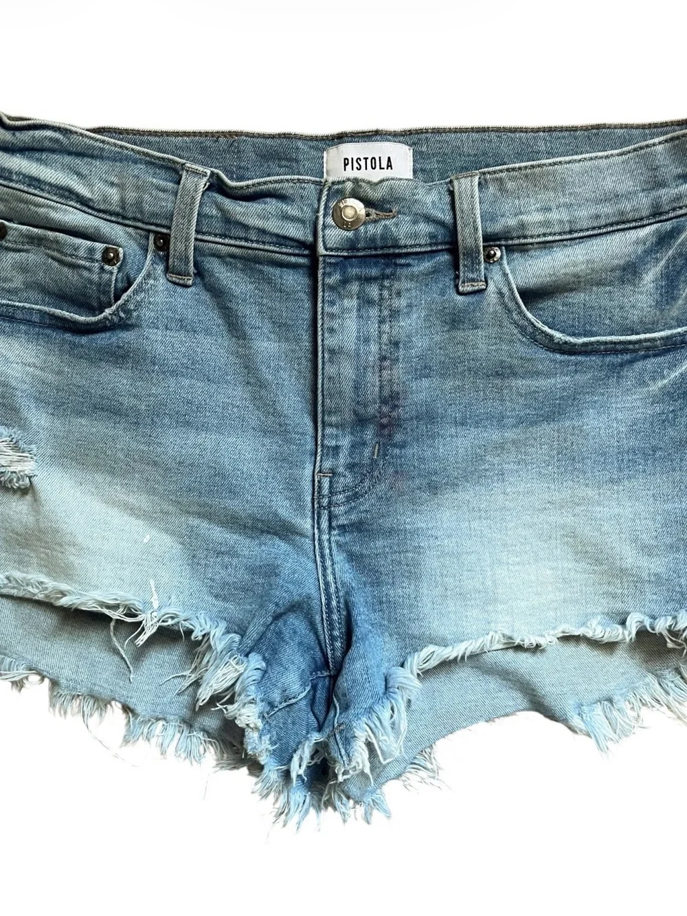 Pistola Gigi Denim Frayed Cut Off Shorts